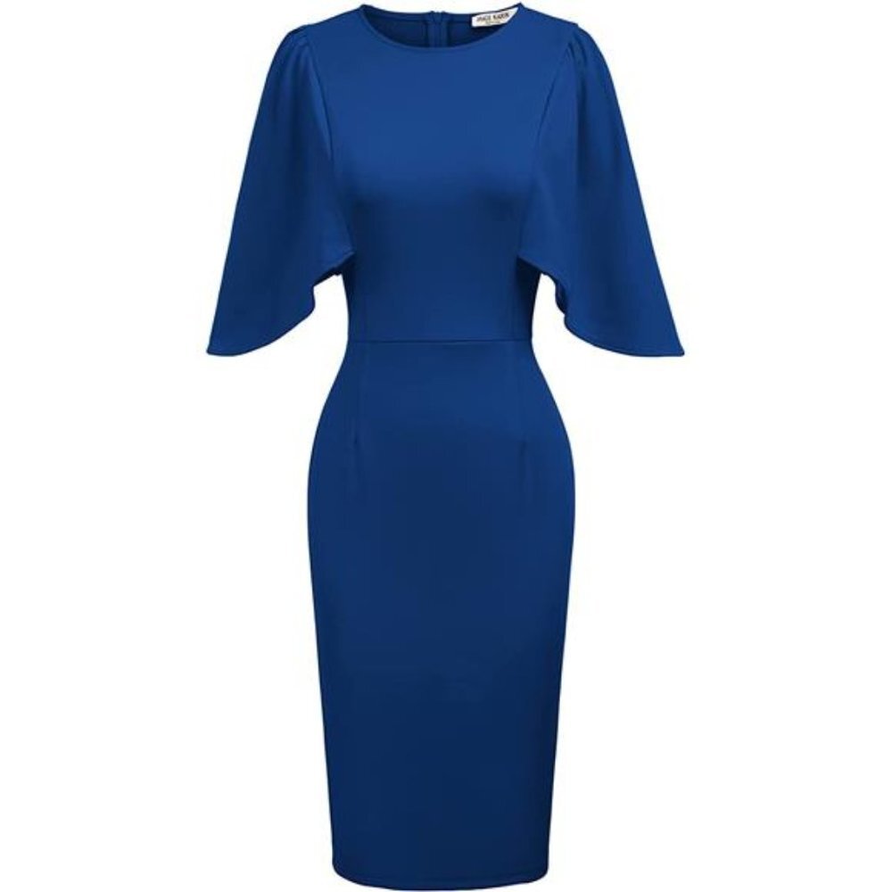 Women 3/4 Ruffle Sleeve Slim Fit Business Pencil Dress